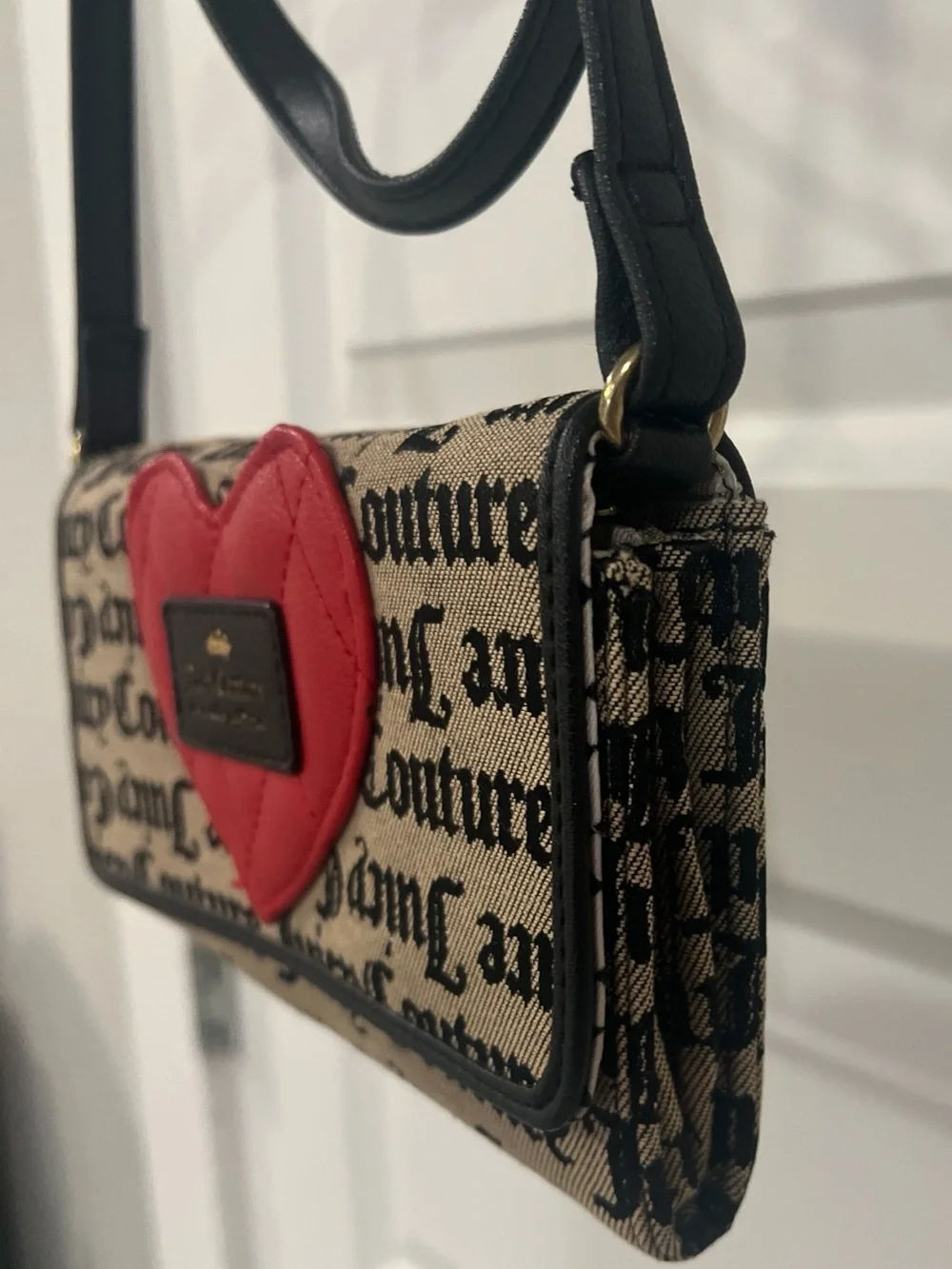 Juicy Couture Red Quilted Heart Script Logo Wallet